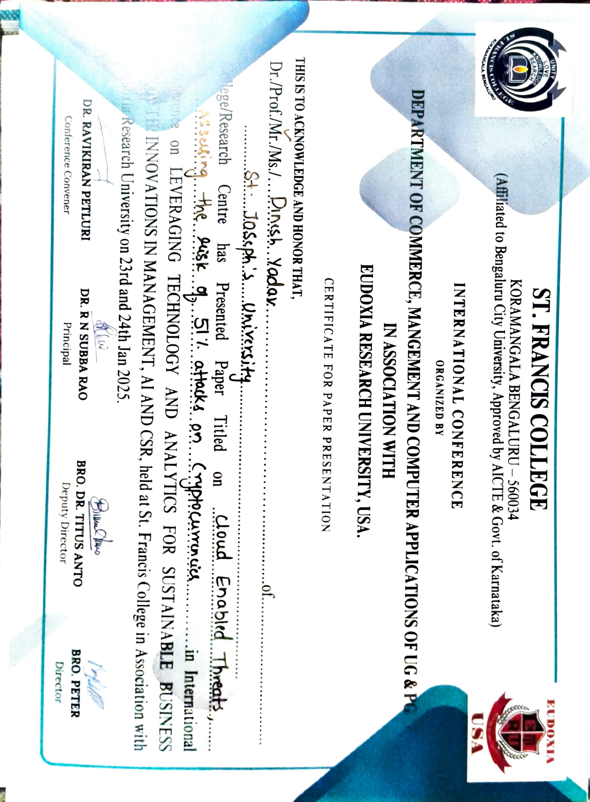 IJMER Publication Certificate